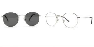 Retro 376 C2 Silver Optical Glasses + Retro 020 Silver Sunglasses Bundle