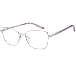 CD7187 glasses in Silver, silver metal rectangular frame with pink patterned arms